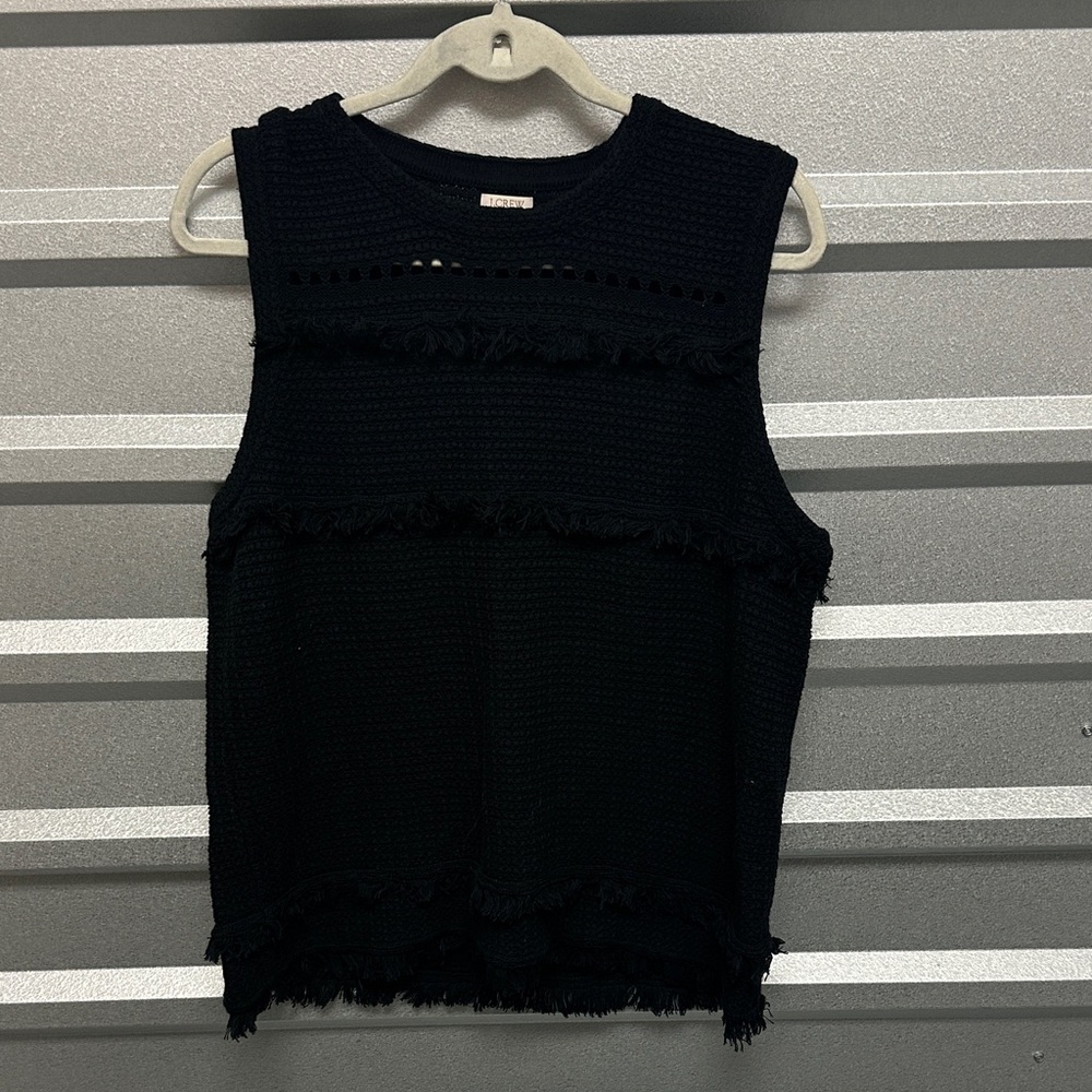 J. Crew Crochet Fringe Sweater Tank Top‎ Women XXL Office Contemporary Blouse